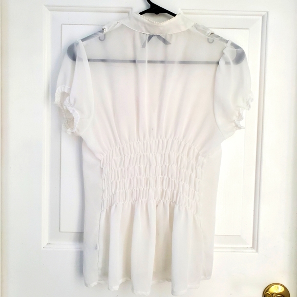 Sheer White Ruffled Top - Picture 2 of 2